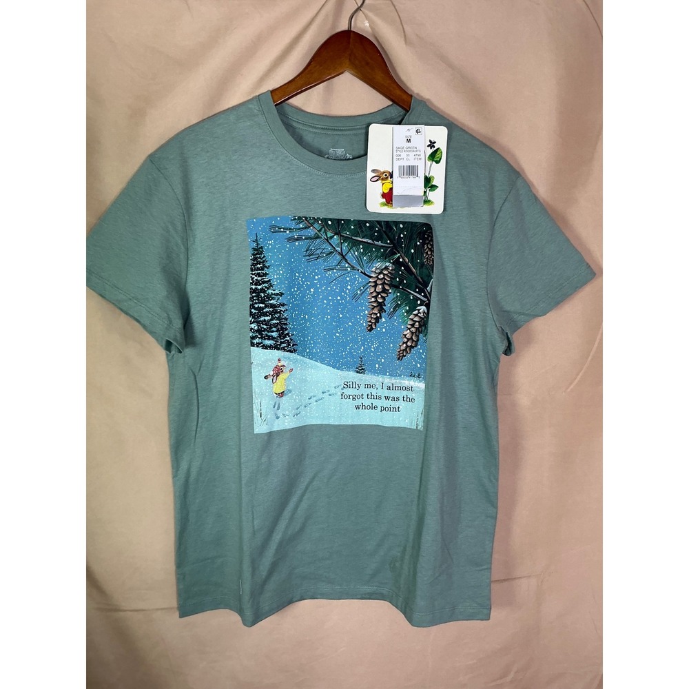 Richard Scarry Busy World Graphic Tee Unisex Medium Sage Green New Winter Quote